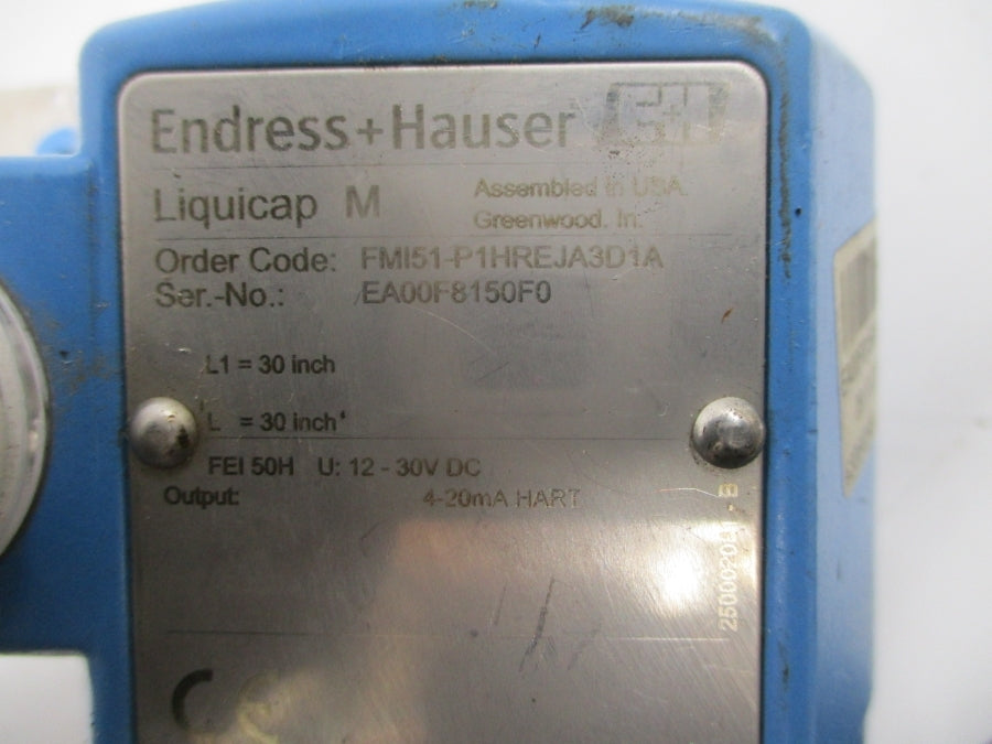 ENDRESS+HAUSER FMI51-P1HREJA3D1A 12-30VDC 375PSI UNMP