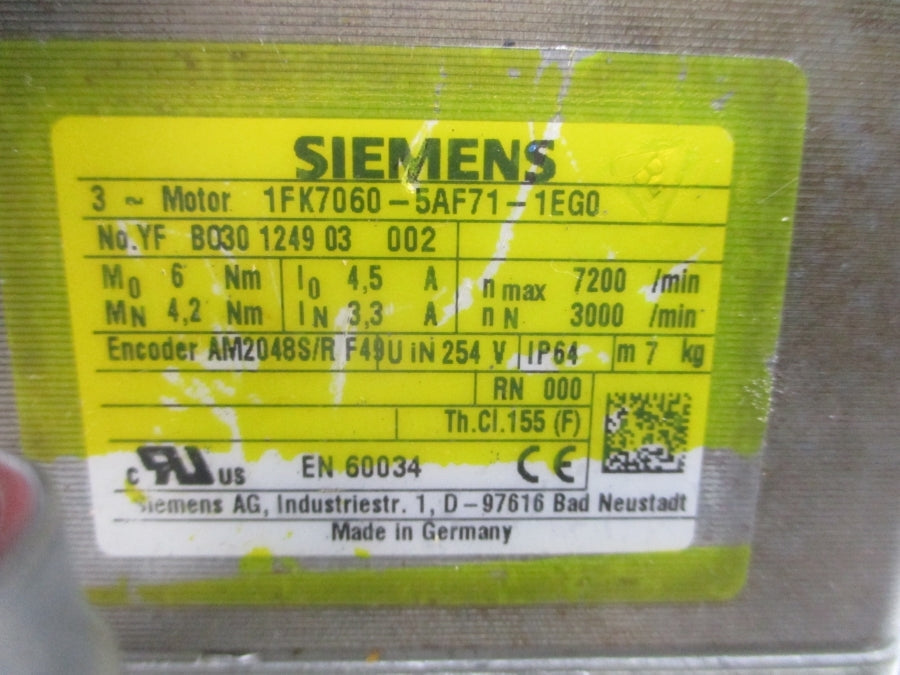 SIEMENS 1FK7060-5AF71-1EG0 254V 4.5/3.3A NSNP