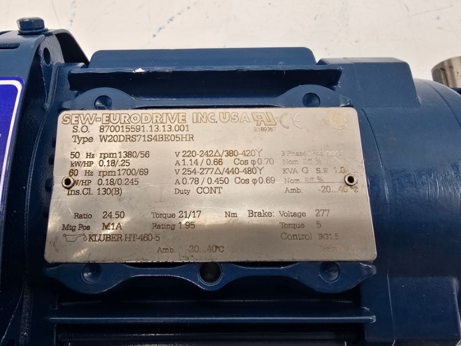 SEW-EURODRIVE W20DRS71S4BE05HR 254-277/440-480V 1.14/0.66/0.78/0.450A NSNP