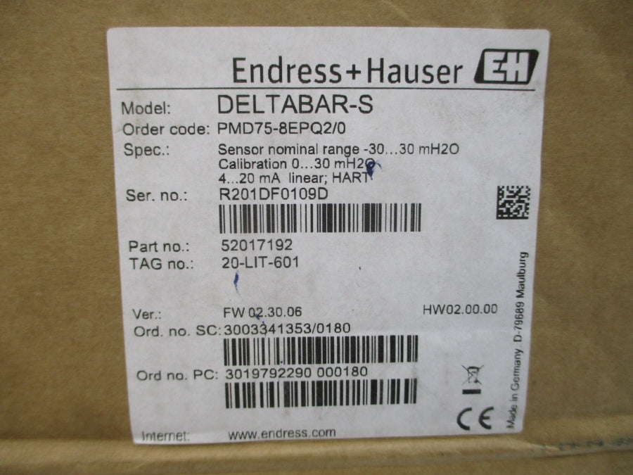 ENDRESS+HAUSER PMD75-8EPQ2/0 52017192 11.5-30VDC REV. 23 NSMP