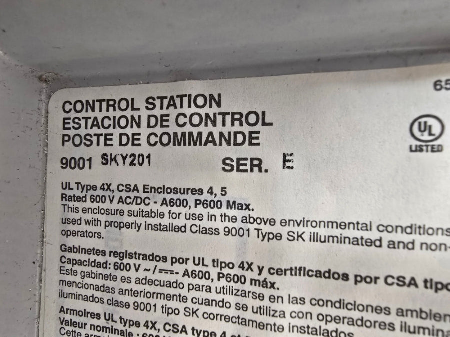 SQUARE D 9001SKY201 SER. E 600VAC/DC NSNP