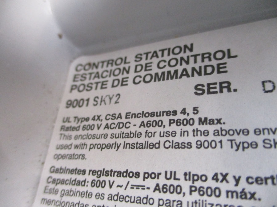 SQUARE D 9001SKY2 SER. D 600VAC/DC NSNP