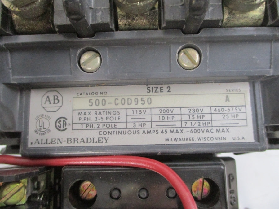 ALLEN BRADLEY 500-COD950 SER. A 110/115-120V 45A (BR/YL) NSMP