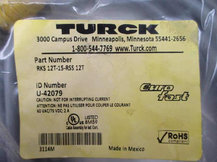 TURCK RKS12T-15-RSS12T U-42079 60VAC 2A NSMP