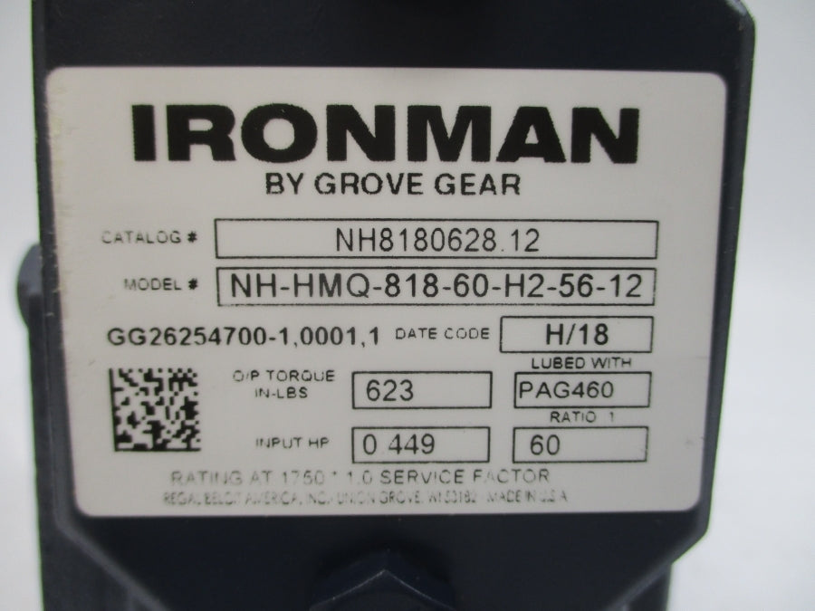GROVE GEAR NH-HMQ-818-60-H2-56-12 NH8180628.12 NSMP