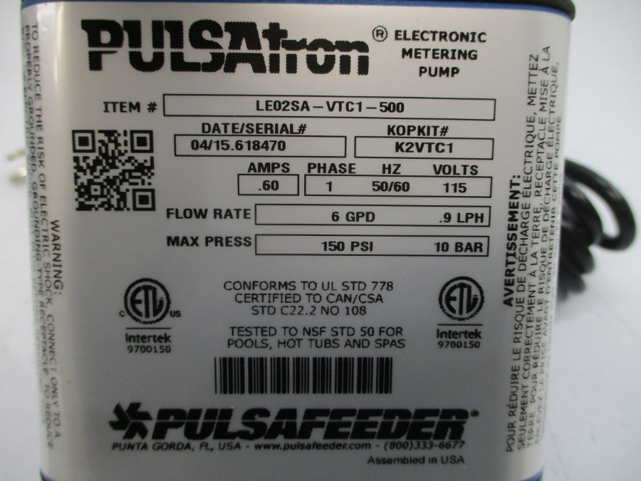 PULSAFEEDER LE02SA-VTC1-500 115V .60A NSNP