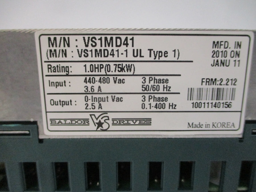 BALDOR VS1MD41-1 F/W 2.212 440-480VAC 2.5A NSMP