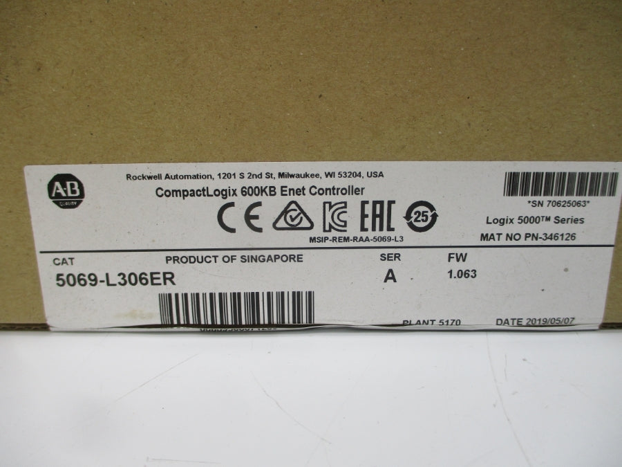 ALLEN BRADLEY 5069-L306ER SER. A F/W 1.063 18-32VDC NSMP