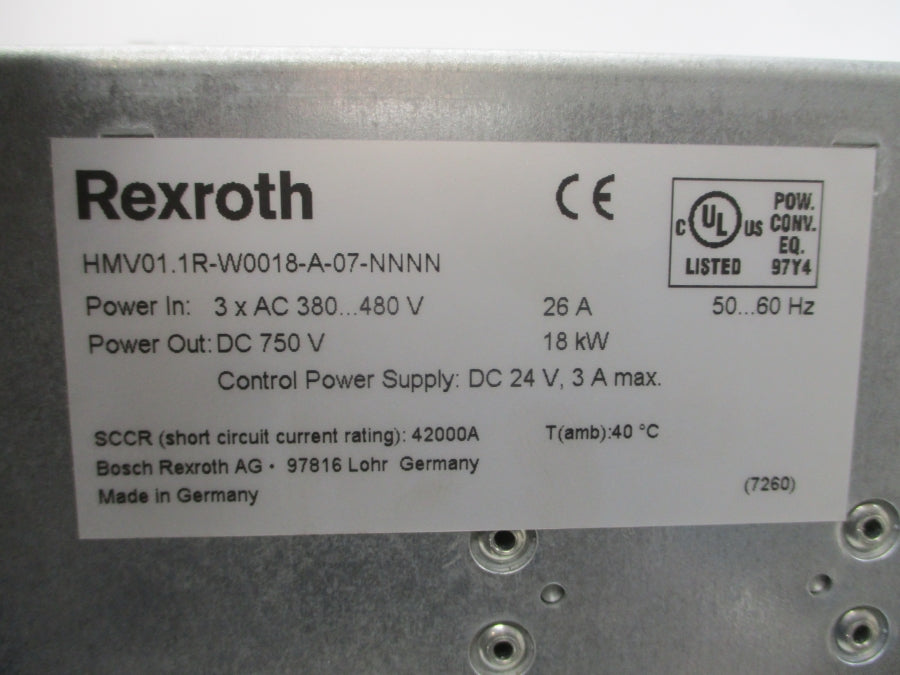 REXROTH R911297460 HMV01.1R-W0018-A-07-NNNN 380-480VAC 26A NSMP