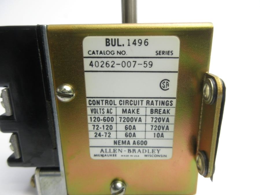 ALLEN BRADLEY 40262-007-59 120-600VAC 60A NSNP