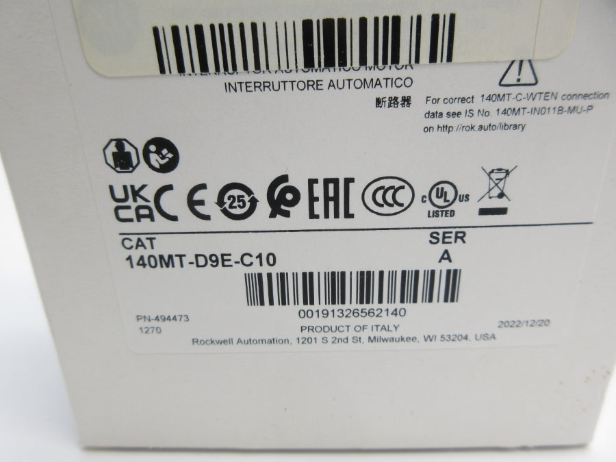 ALLEN BRADLEY 140MT-D9E-C10 SER. A 6.3-10A NSMP
