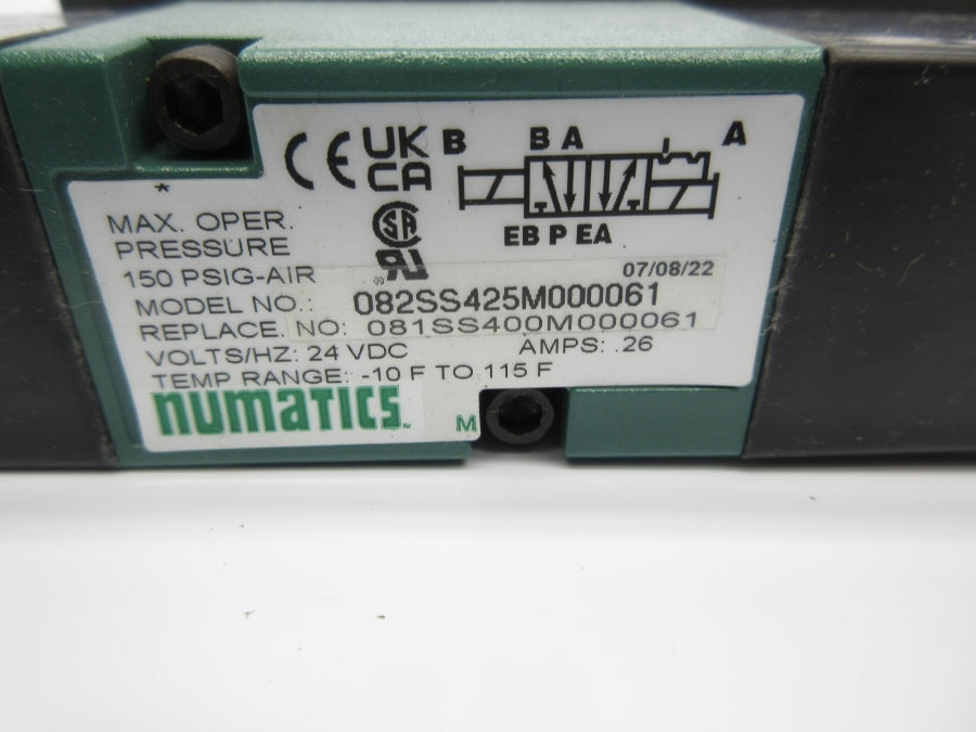 NUMATICS 082SS425M000061 24VDC .26A 150PSI NSNP