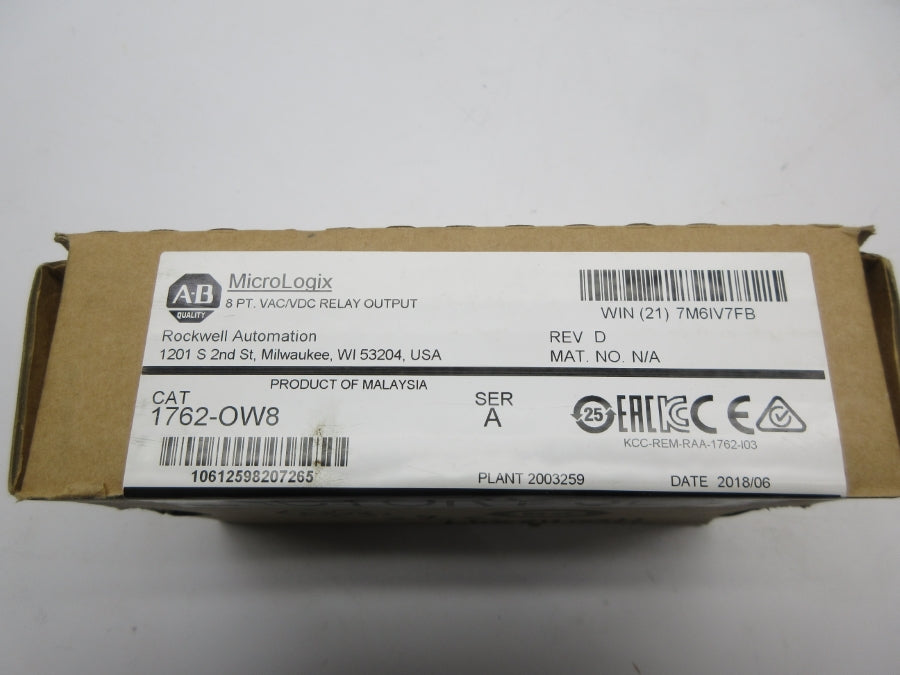 ALLEN BRADLEY 1762-OW8 SER. A DATE: 2018 NSFS