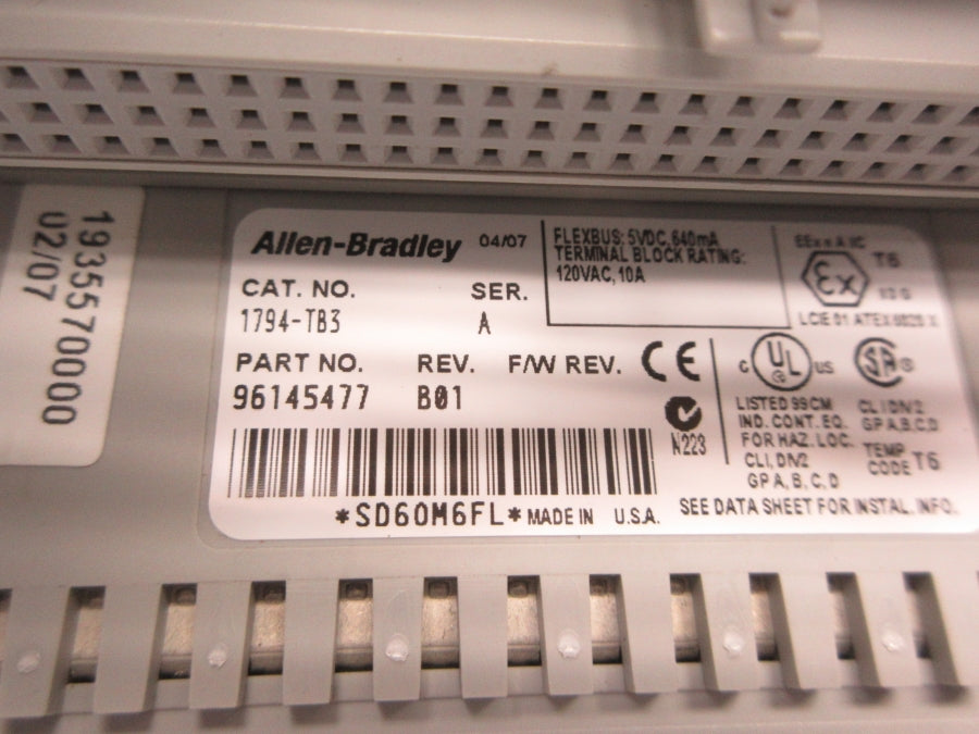 ALLEN BRADLEY 1794-TB3 SER. A 120VAC 10A REV. B01 NSNP