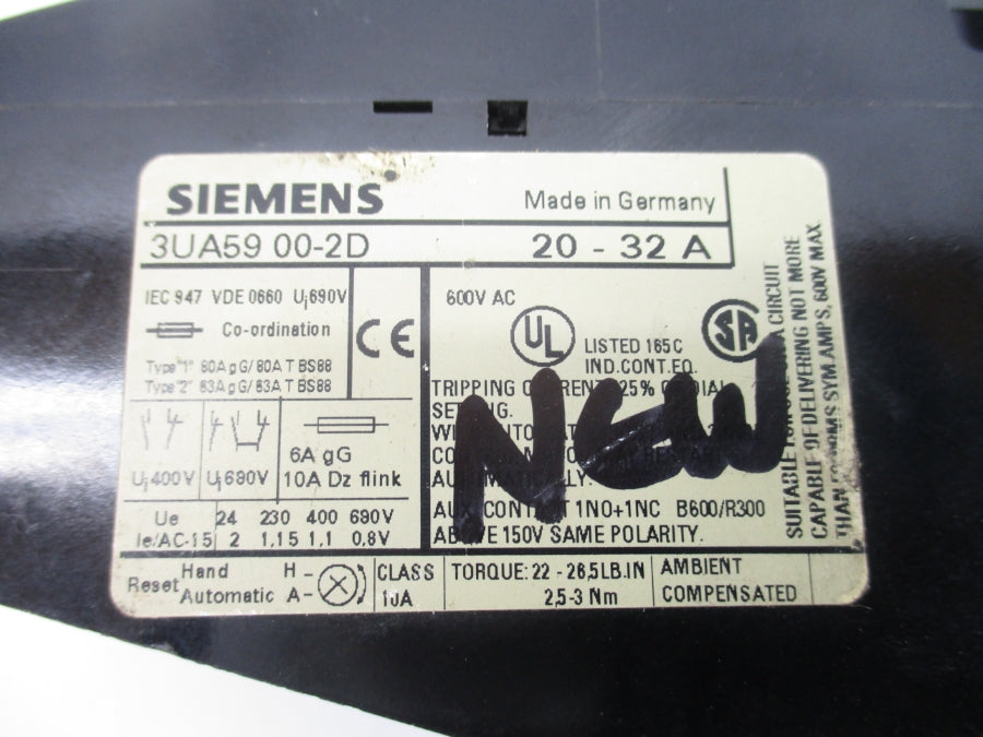 SIEMENS 3UA5900-2D 600VAC 20-32A NSNP