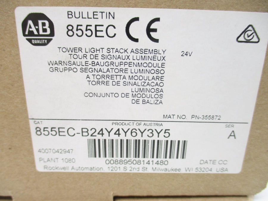 ALLEN BRADLEY 855EC-B24Y4Y6Y3Y5 SER. A 24V (BR/WH) NSMP
