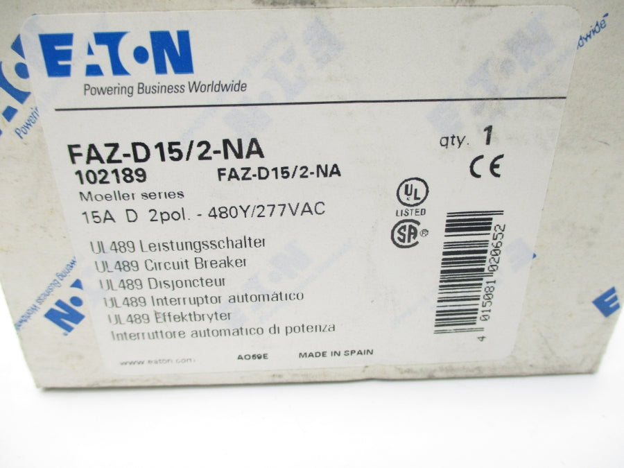 EATON FAZ-D15/2-NA 102189 277VAC 15A NSMP