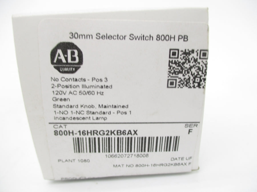 ALLEN BRADLEY 800H-16HRG2KB6AX SER. F 120VAC (WH) NSMP