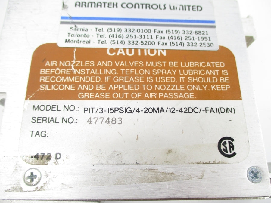 MOORE INDUSTRIES PIT/3-15PSIG/4-20MA/12-42DC/FA1(DIN) NSNP