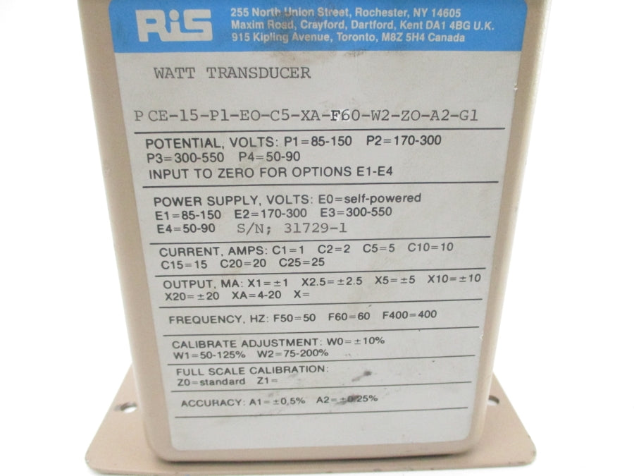 RIS PCE-15-P1-EO-C5-XA-F60-W2-ZO-A2-G1 300-550V 25A UNMP