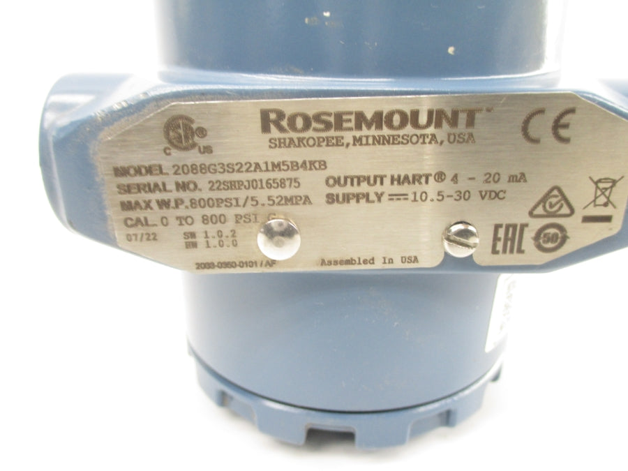 ROSEMOUNT 2088G3S22A1M5B4KB 10.5-30VDC 800PSI NSNP