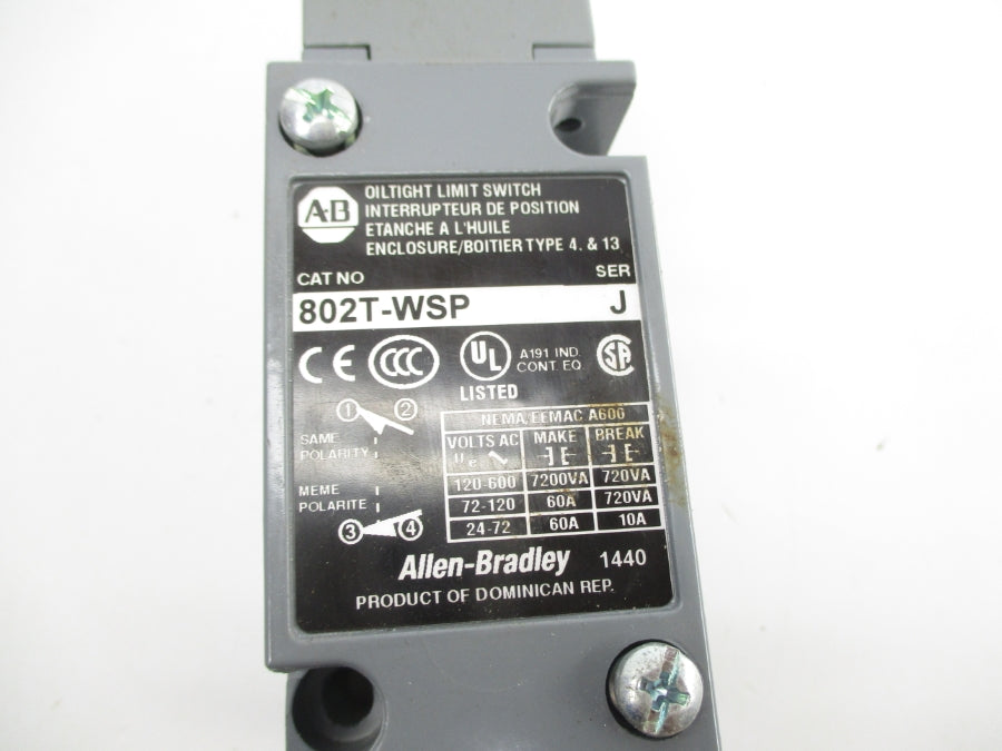 ALLEN BRADLEY 802T-WSP SER. J 120-600V 60A NSNP