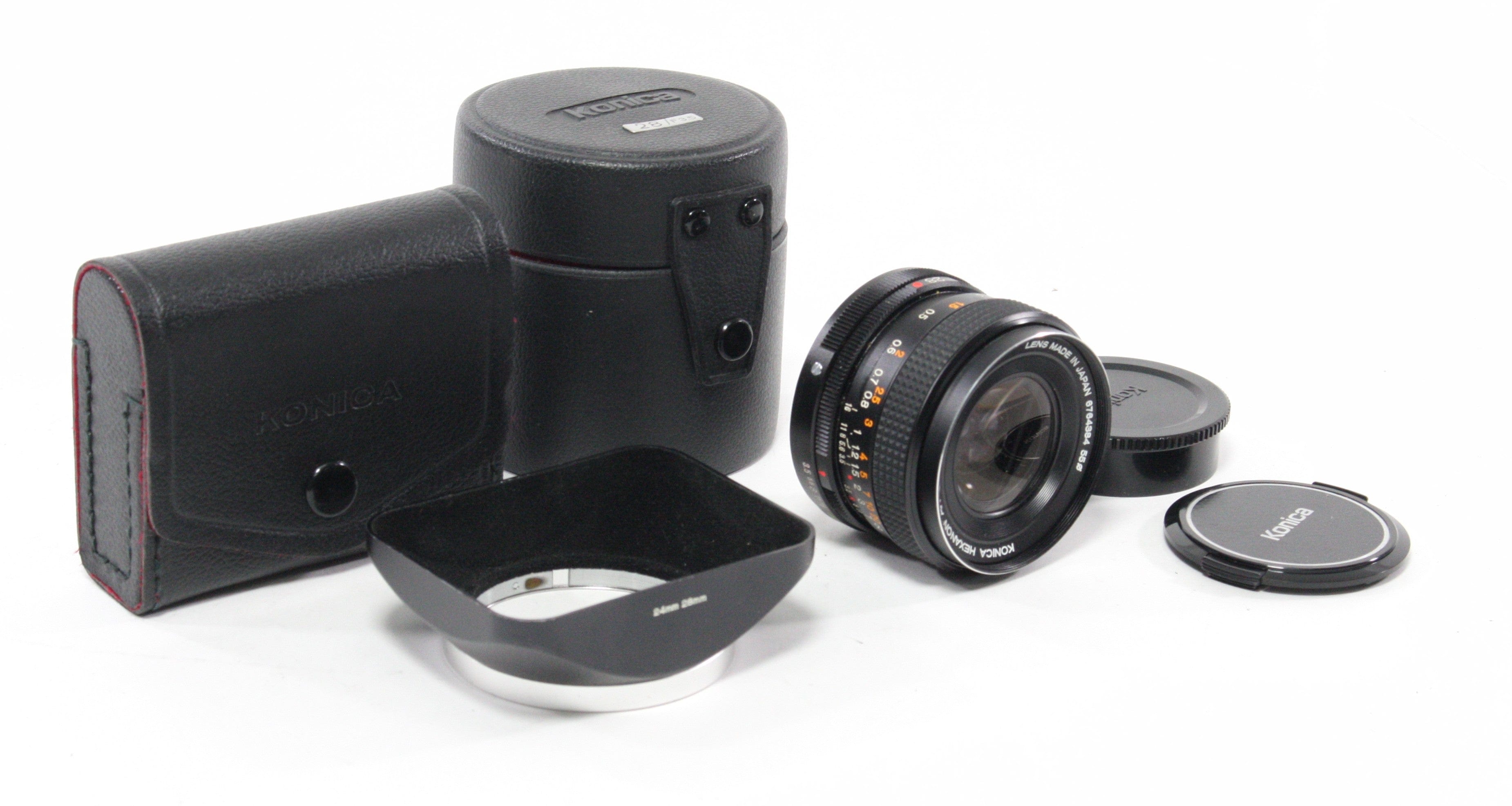 Konica 28mm f/3.5 Lens for Konica AR Mount with Hood and Case