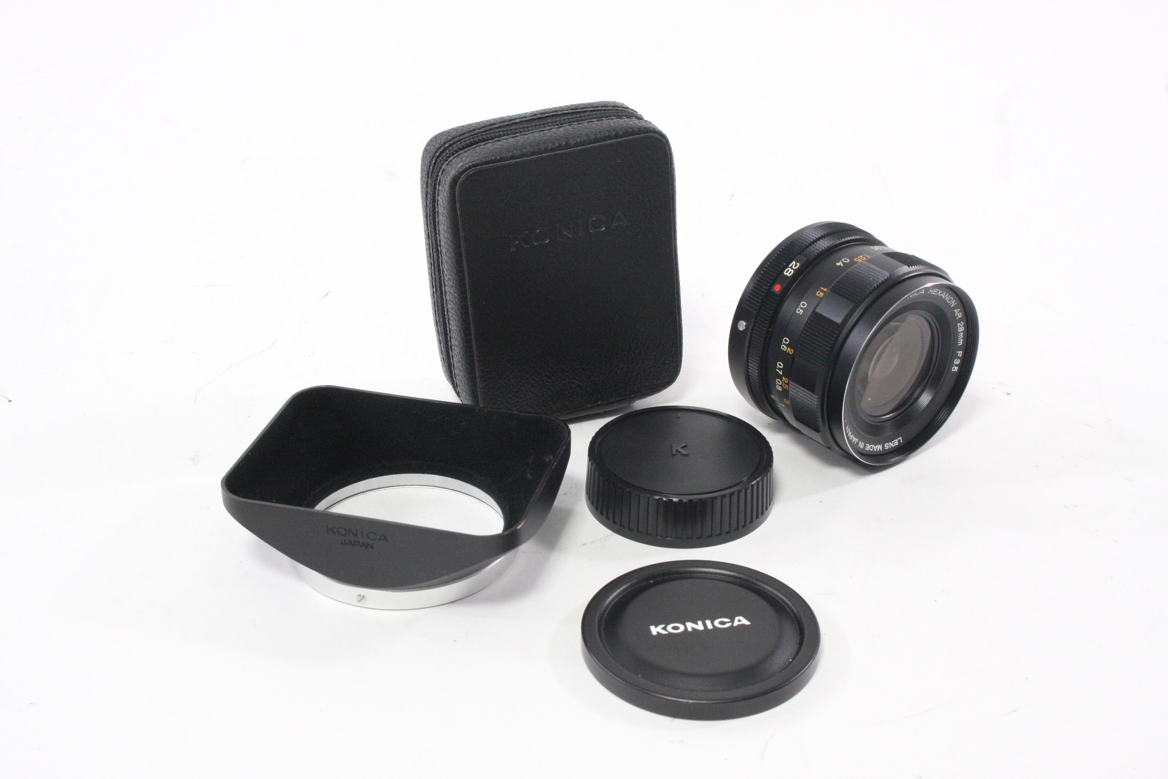 Konica Hexanon 28mm f/3.5 Lens with Hood for Konica AR Mount