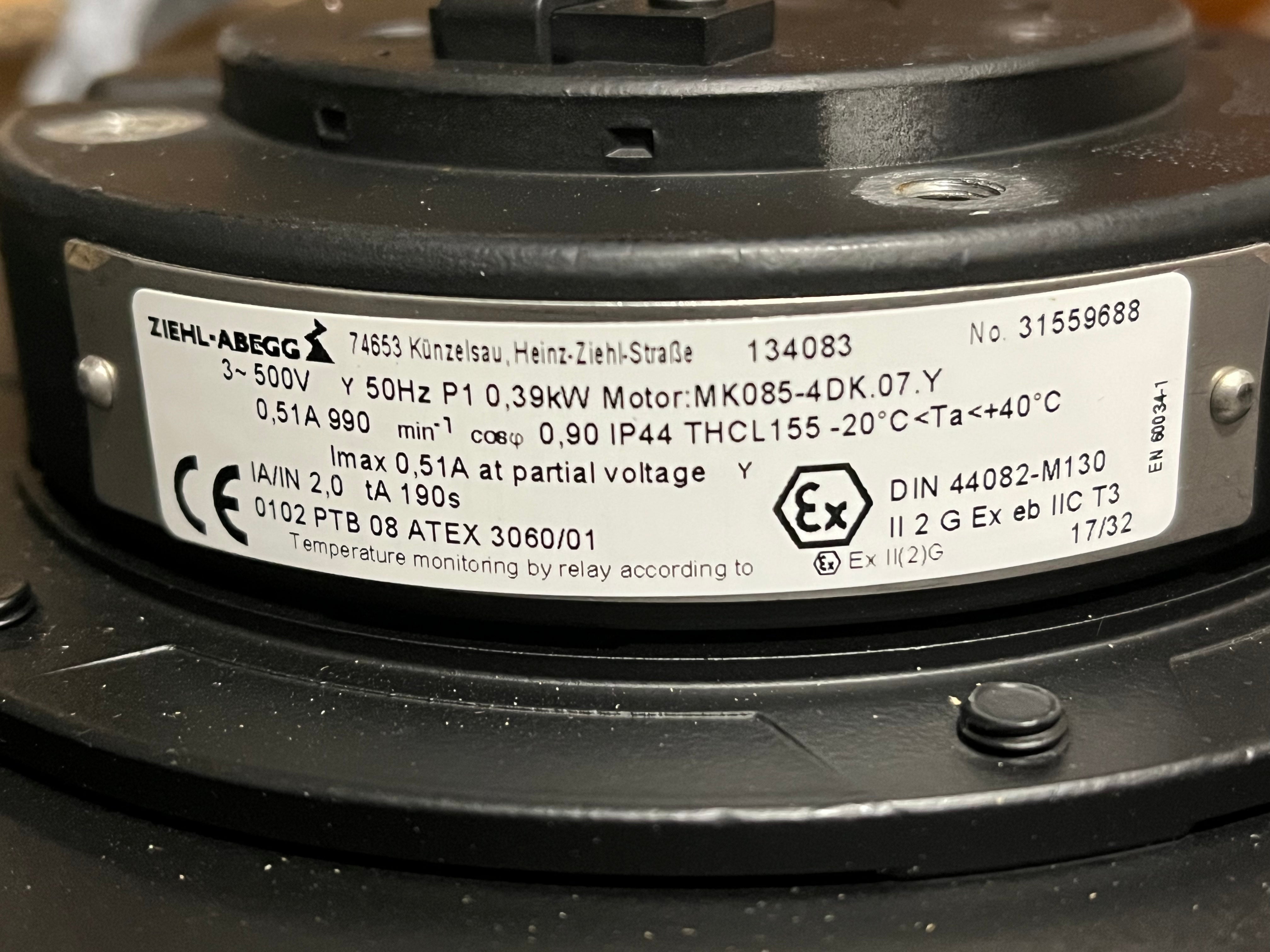 Brand new RH31M-4DK.2Y.1R ZIEHL-ABEGG centrifugal fan 3-400V 50HZ