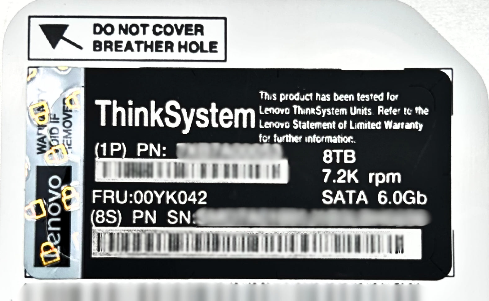 Lenovo 00YK042 8TB 7.2K SATA 6G 512E 3.5" HDD