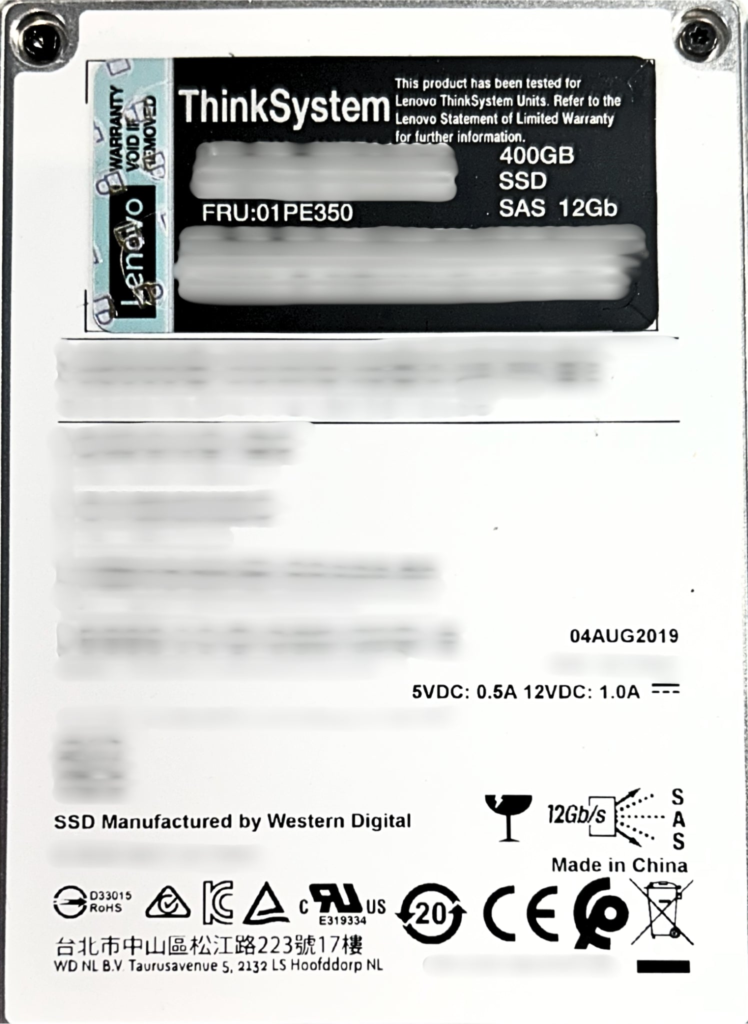 Lenovo 01PE350 400GB 2.5" SS530 Performance SAS 12Gb SSD