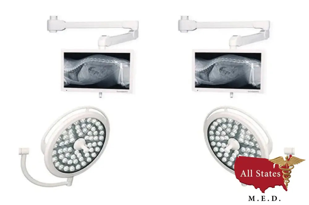 Medical Illumination System Two LED QUAD Two 130K Lux Lights & Two Monitor Arms