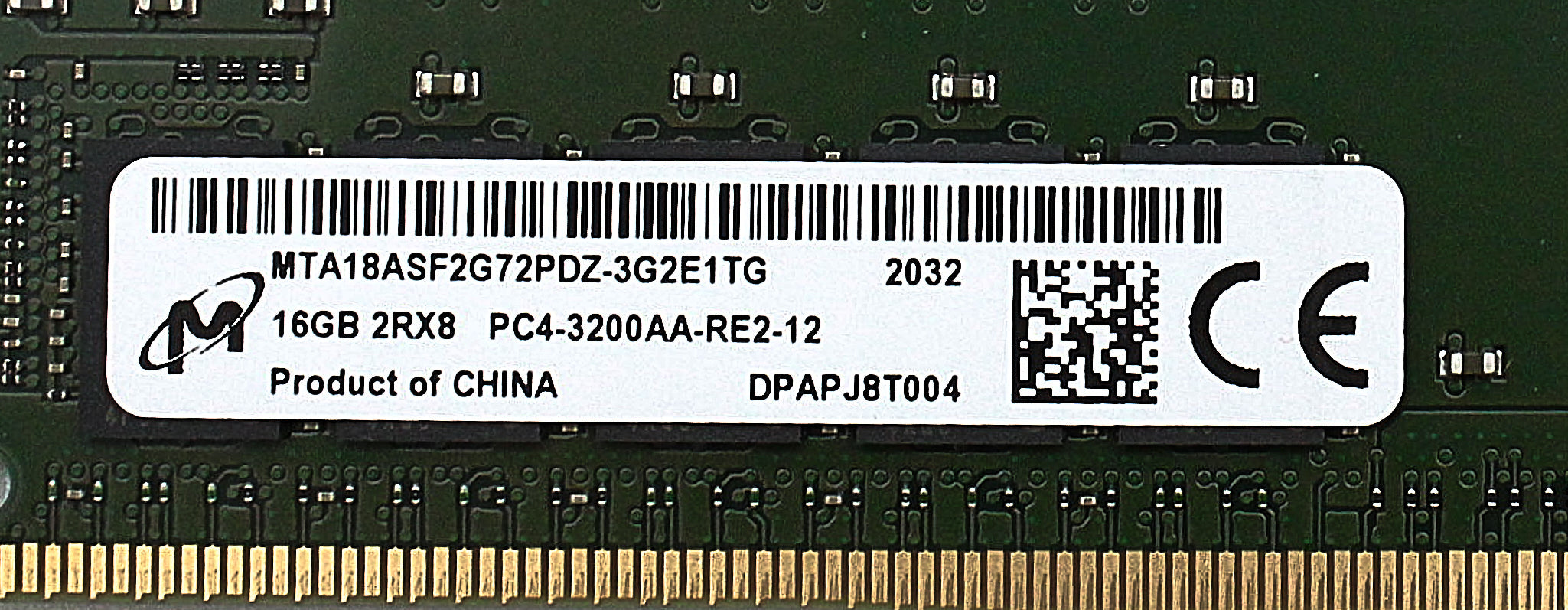 Micron MTA18ASF2G72PDZ-3G2E 16GB PC4-25600AA DDR4-3200 2RX8 ECC