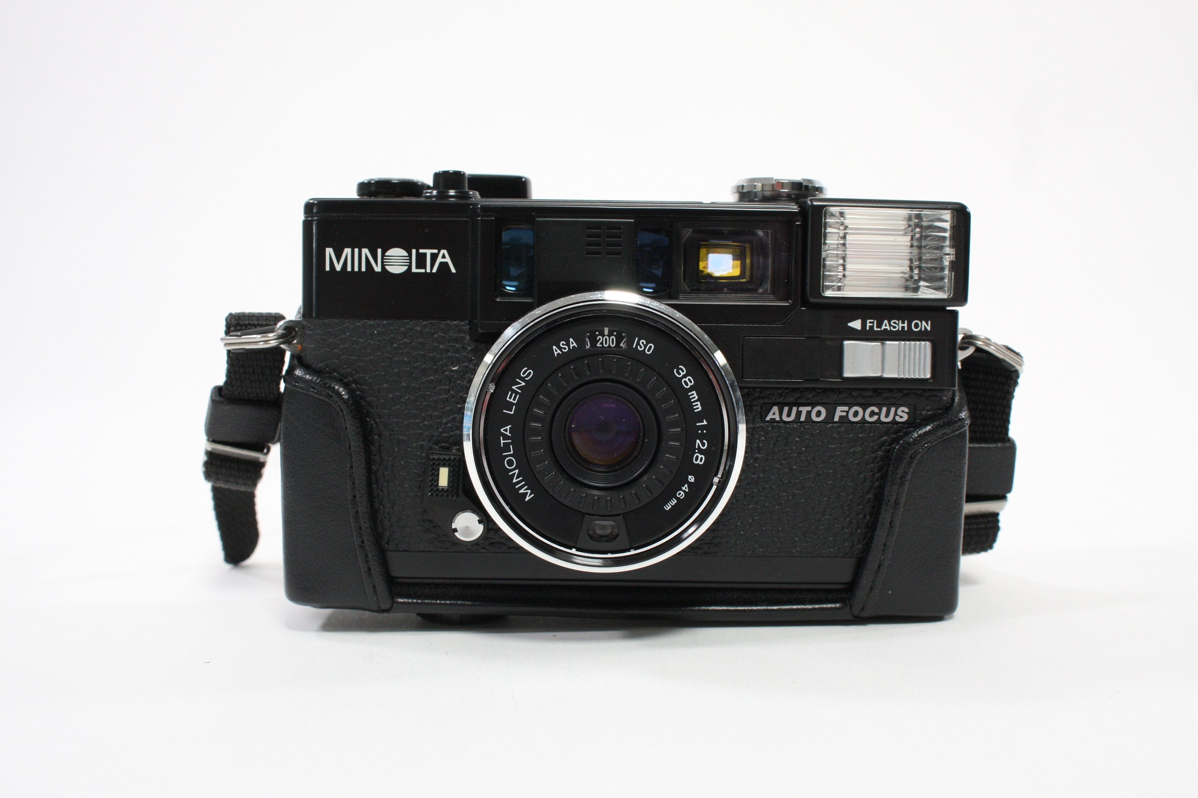 Minolta Hi-Matic AF2 with Case and Auxillary Lens