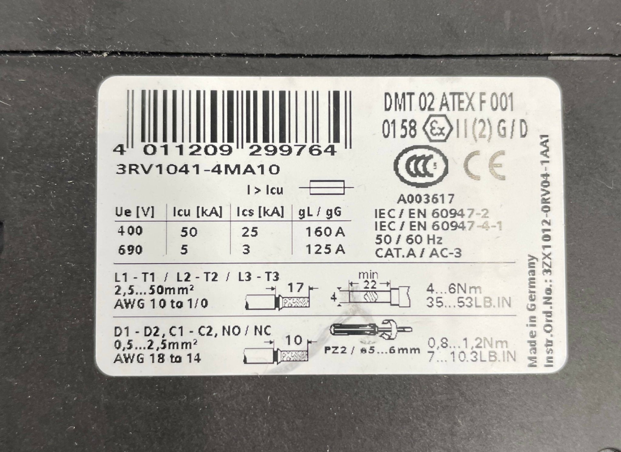 Motor Overload SWT (10161678/3RV1041-41JA10/4MA10 SIEMENS