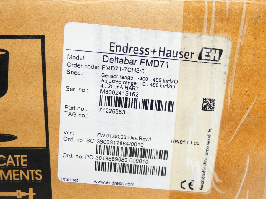 ENDRESS+HAUSER FMD71 FMD71-AA24AAD1H1HGECCDC F/W 01.00.00 REV. 1 13-45VDC NSMP
