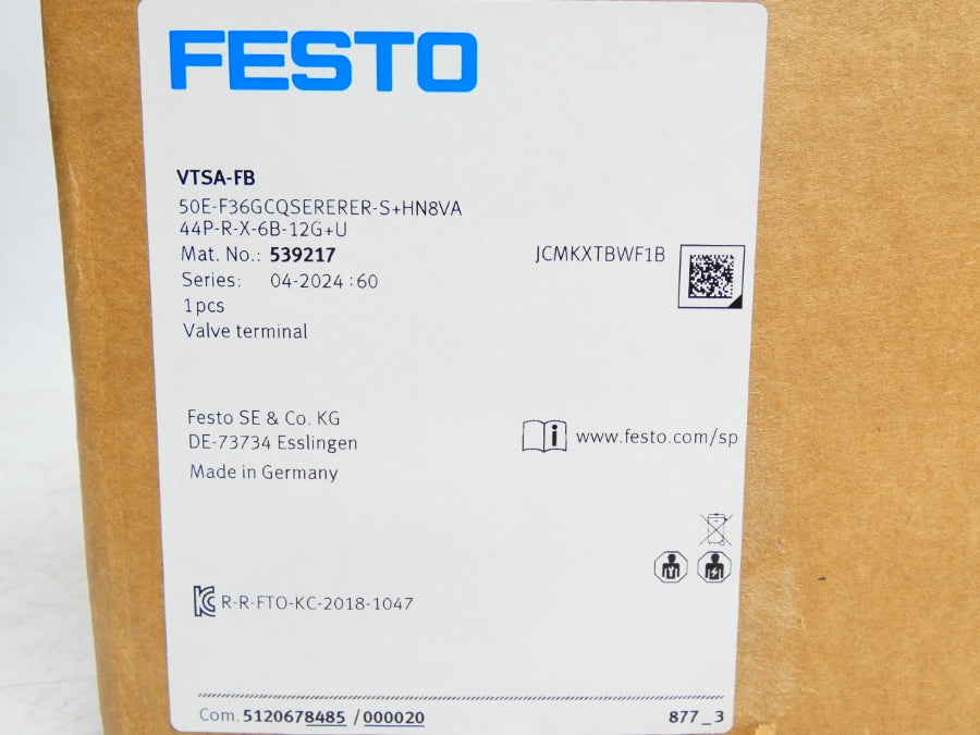 FESTO VTSA-FB50E-F36GCQSERERER-S+HN8VA44P-R-X-6B-12G+U 24VDC 145PSI NSMP