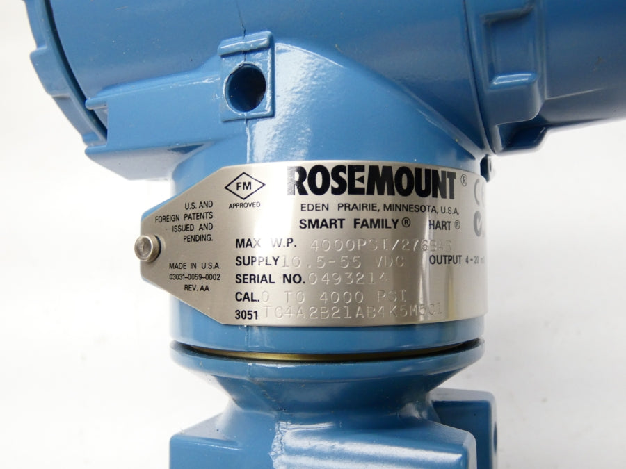 ROSEMOUNT 3051TG4A2B21AB4K5M5C1 10.5-55VDC 0-4000PSI NSMP