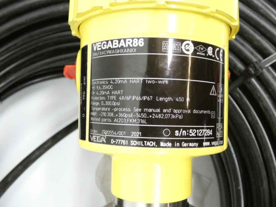 VEGA B86.FXAC9WAGIHXAINXX VEGABAR86 9.6-35VDC 0-300PSI NSNP