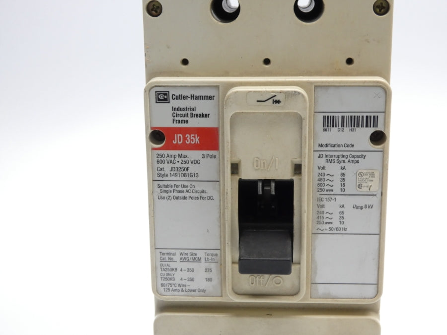 CUTLER HAMMER JD3225 600VAC 225A UNMP