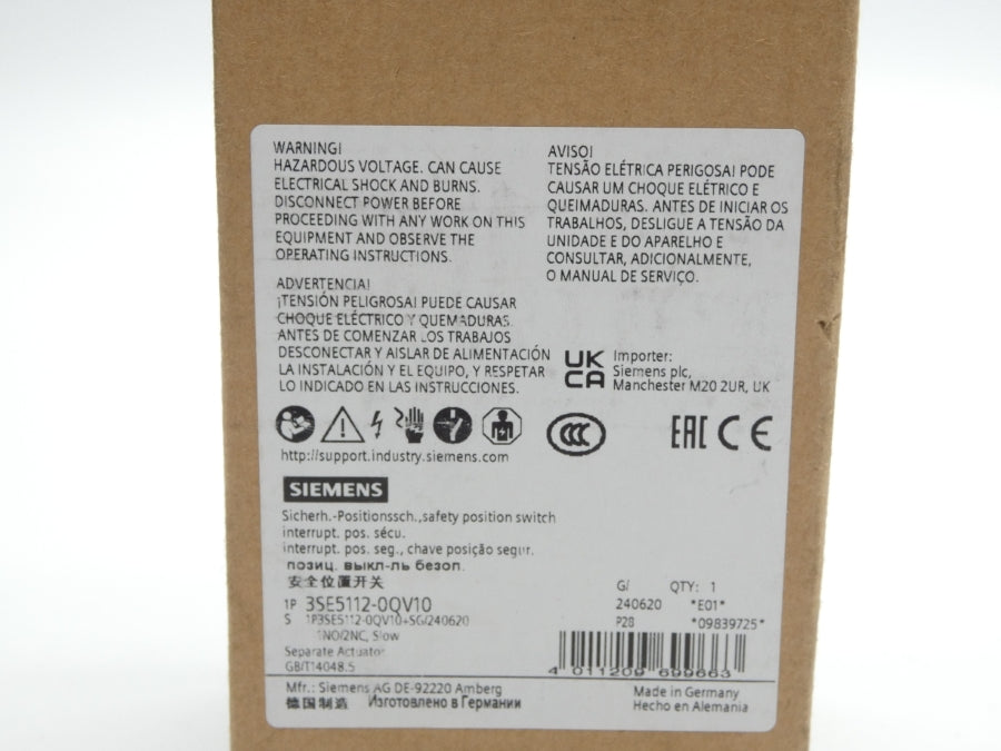 SIEMENS 3SE5112-0QV10 240V 4A (NO KEY) NSMP