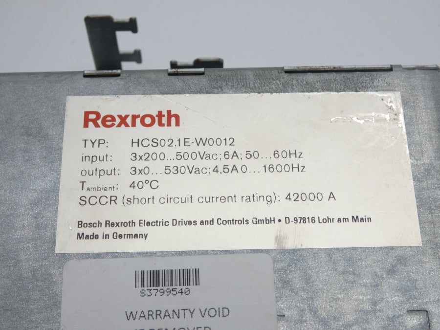 REXROTH HCS02.1E-W0012-A-03-NNNN R911298371 200-500VAC 6A (AS IS) UNMP