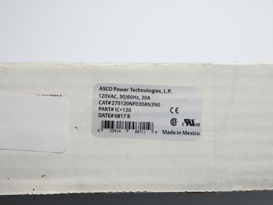 EMERSON ASCO 275120NF030AN3N0 IC+130 120VAC 30A NSMP