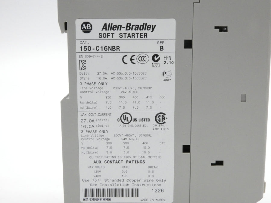 ALLEN BRADLEY 150-C16NBR SER. B F/W 2.10 200-480V 16.0A NSMP