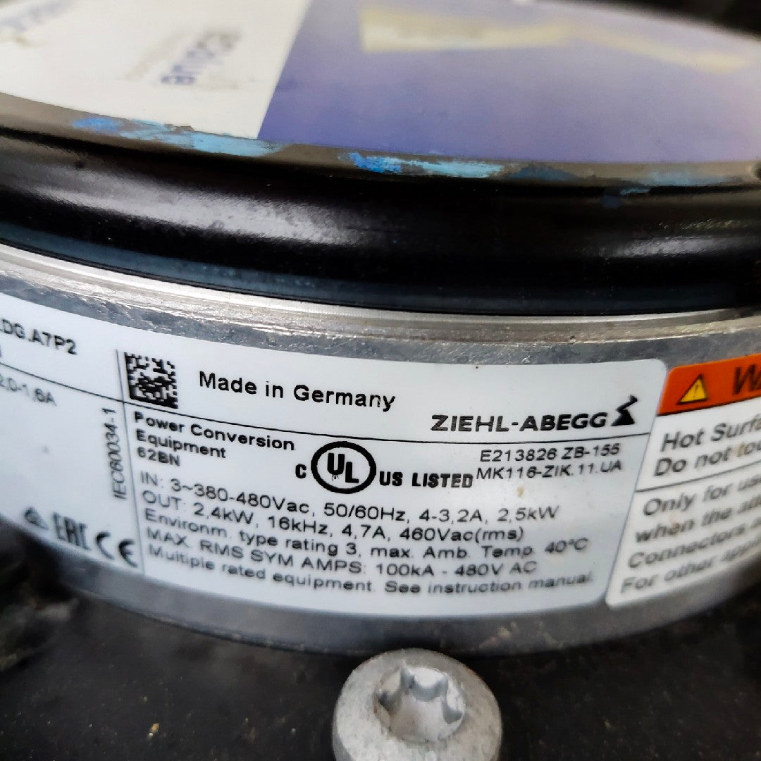 FN063-ZIQ.DG.A7P2 ZIEHL-ABEGG Axial Fan 3~380/480V 3.6 kW 5.8/4.6 A