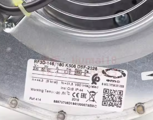 EMC RF3D-146/180 K506 DSF-2326 Centrifugal Fan for ABB Inverter | 0.23kW 2694 RPM Cooling Fan