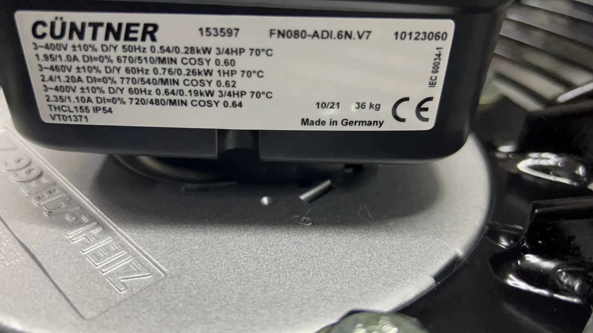 FN080-ADI.6N.V7P5 ZIEHL-ABEGG Axial Fan 3~400V 0.82 /0.48kW 2.1/1.0 A
