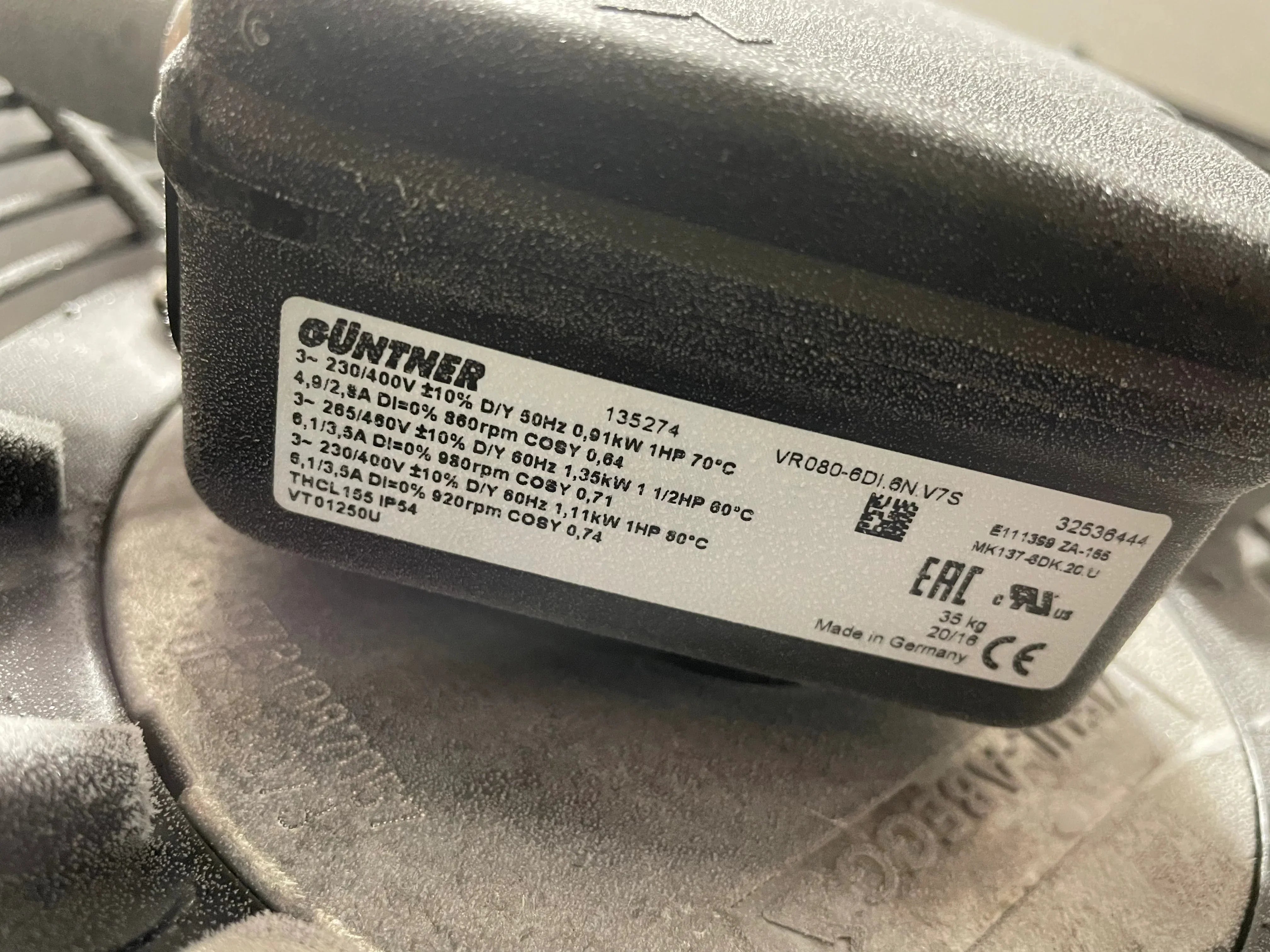VR080-6DI.6N.V7s ZIEHL-ABEGG Axial Fan 3~230/400V 1.7kW 7.3/4.2A 1340rpm