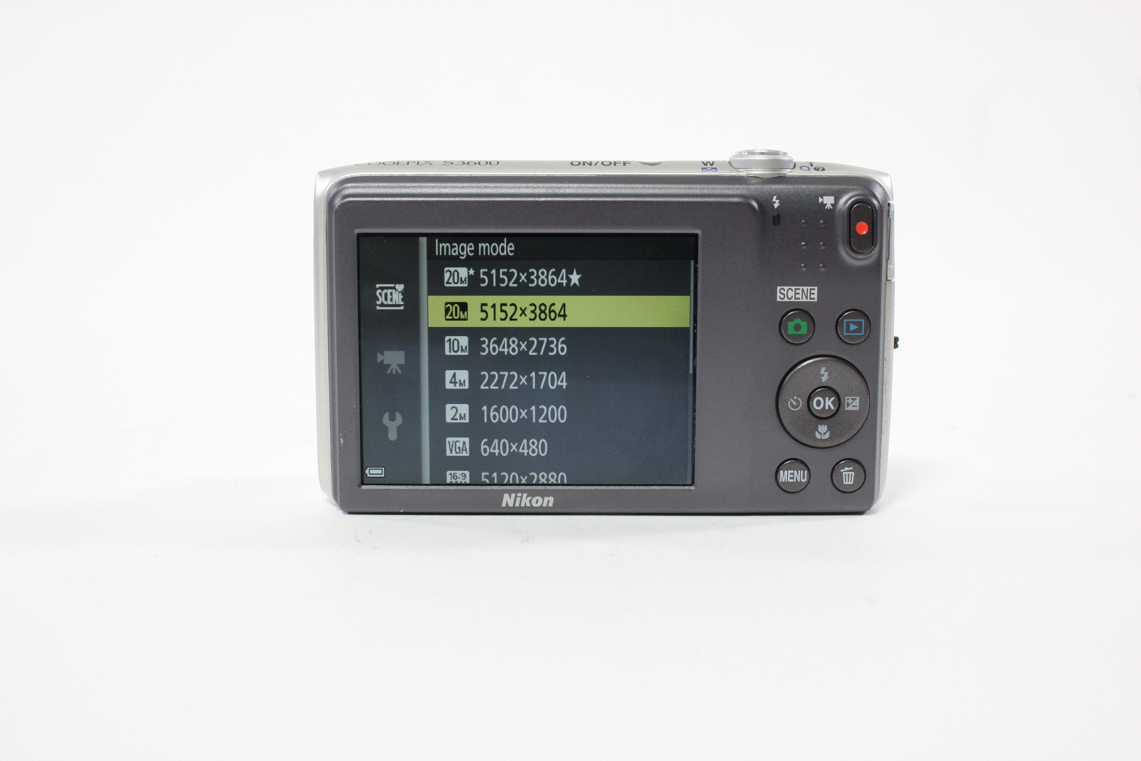 Nikon Coolpix S3600 Digital Camera 8x Zoom 20.1mp (Silver)