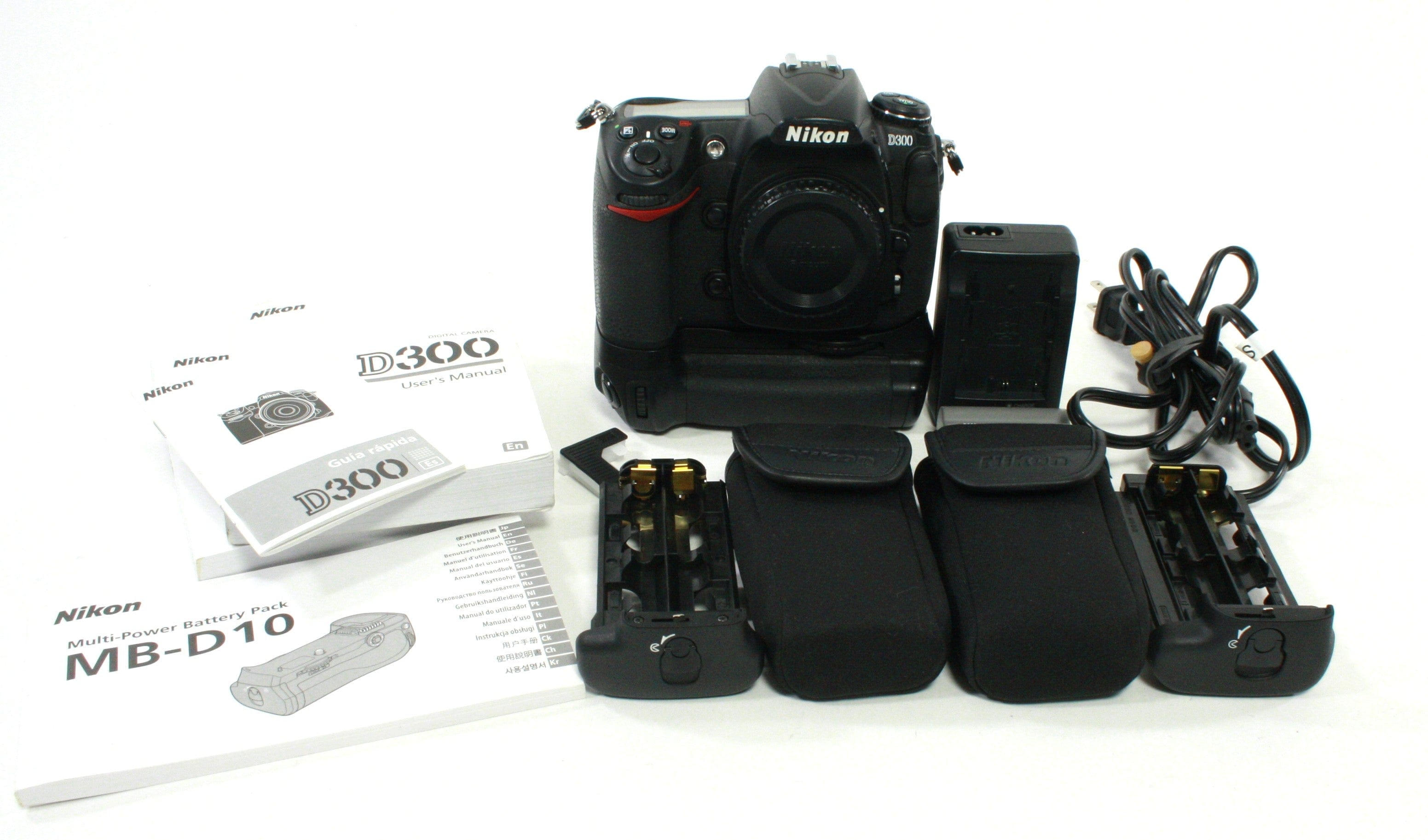 Nikon D300 Digital SLR w Nikon Grip and 2 AA Trays - Shutter Count 9,630